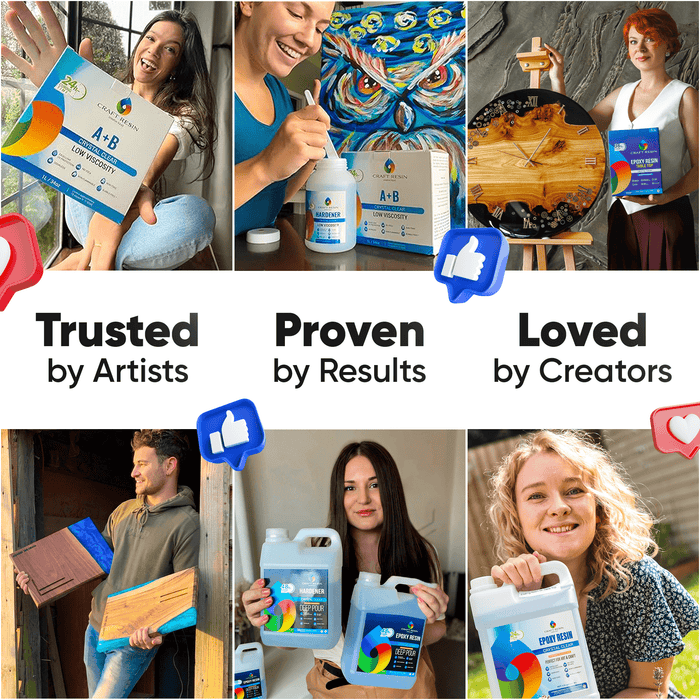 Resin artists creating handmade projects with deep pour epoxy resin