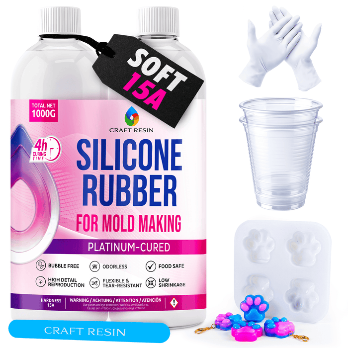 Craft Resin Silicone Mold Making Kit 15A 1kg for flexible molds and detailed casting projects