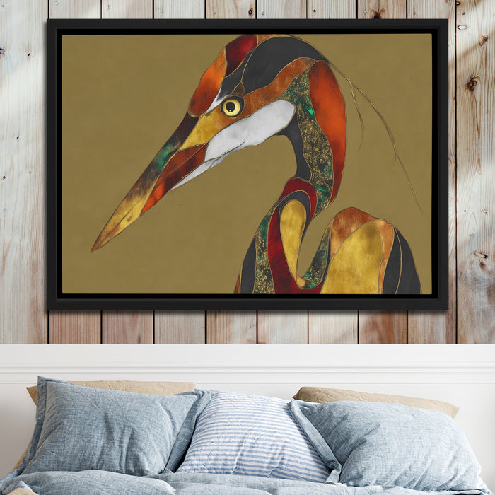 Crane Bronze Geometric canvas wall art, room view