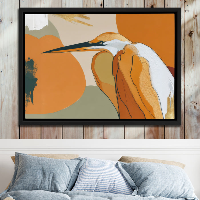 Crane Bronze Ochre canvas wall art, room view