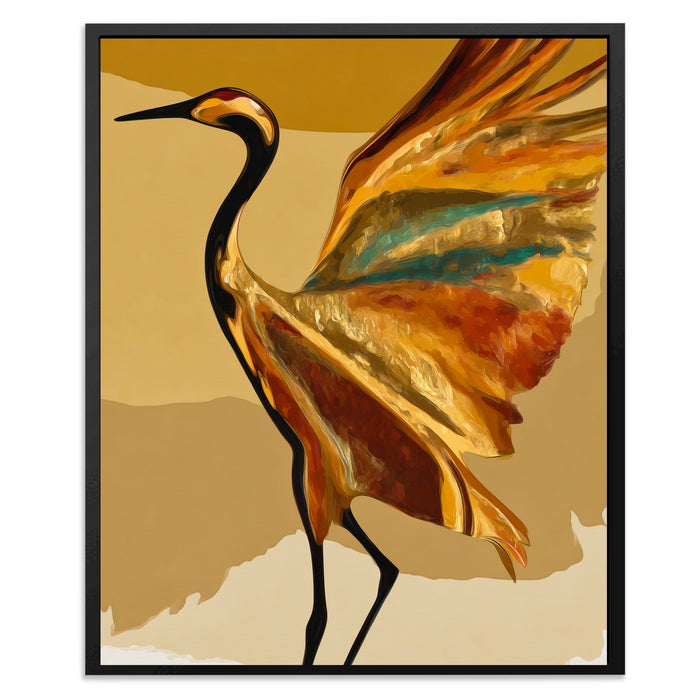 Crane Golden Wings canvas wall art