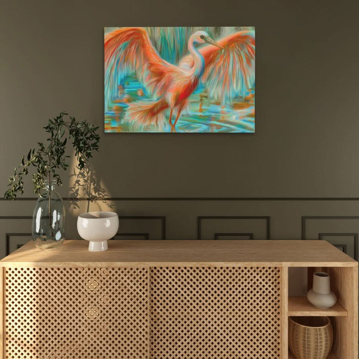 Crane in Vibrant Colors - Large Contemporary Canvas Print