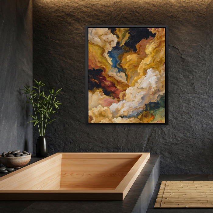 Crane Sumi-e canvas wall art, room view