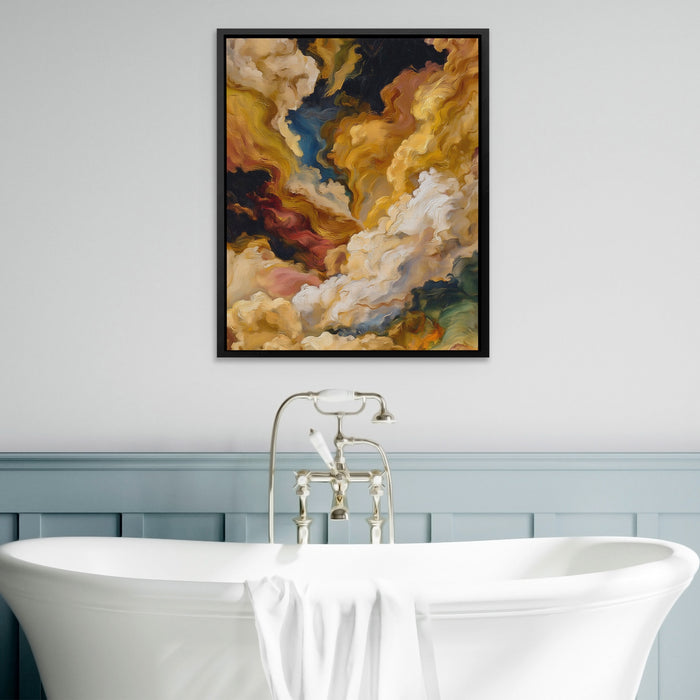 Crane Sumi-e canvas wall art, room view