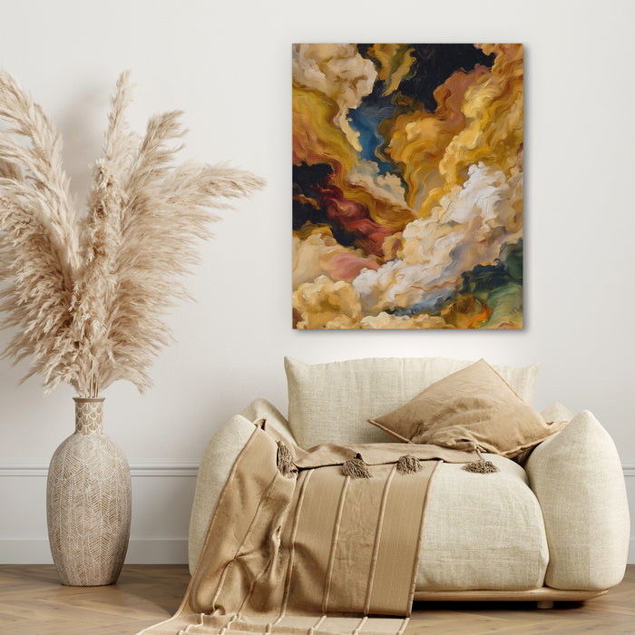 Crane Sumi-e canvas wall art, room view