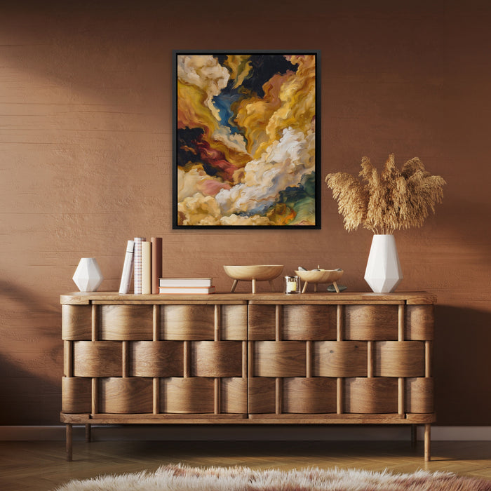 Crane Sumi-e canvas wall art, room view
