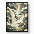 Crane Waterfall Pines — crane waterfall pines white studio framed black