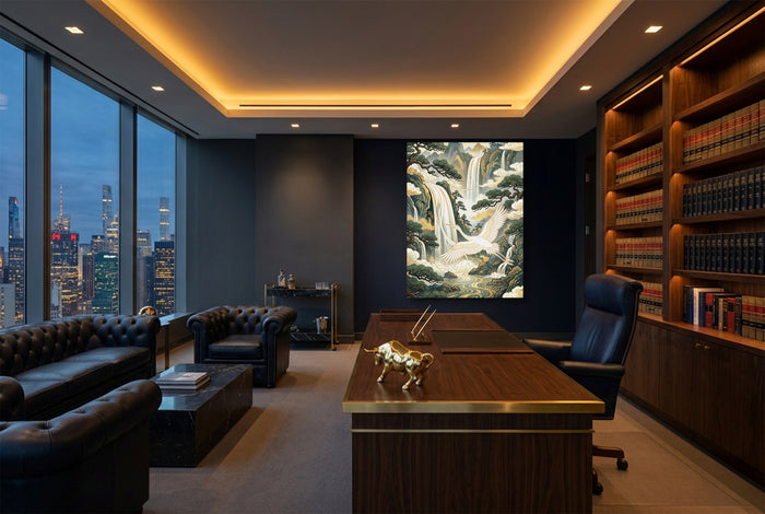 Crane Waterfall Pines — crane waterfall pines office with city view 4 1port flush print