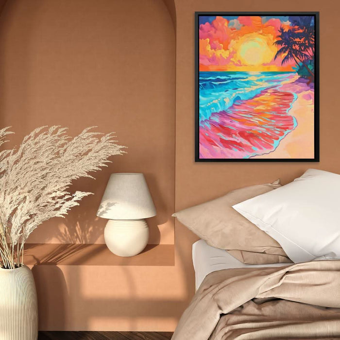 Crimson Shores - Wall Art in Black Frame