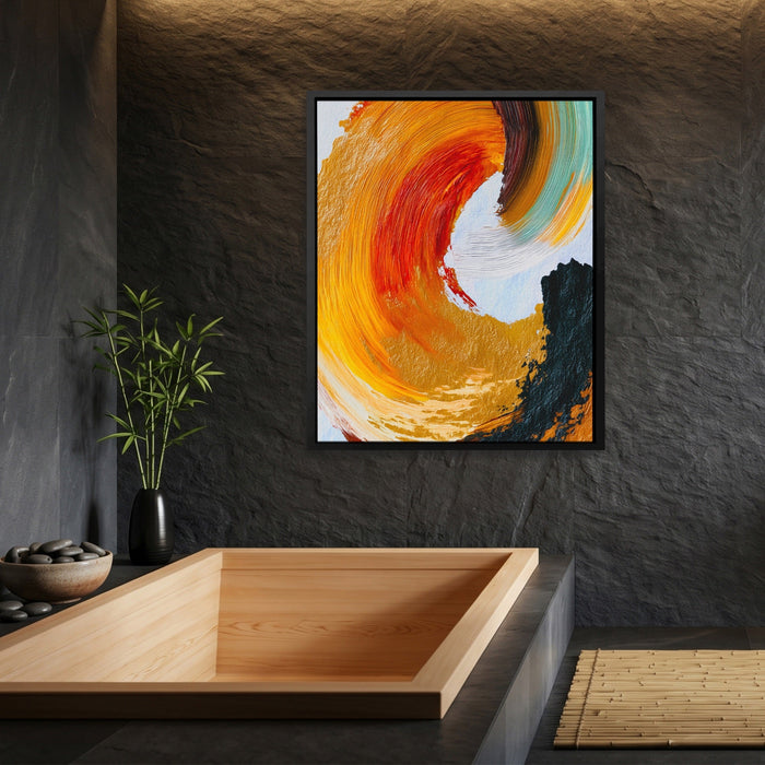 Crimson Spiral Calligraphy canvas wall art, room view