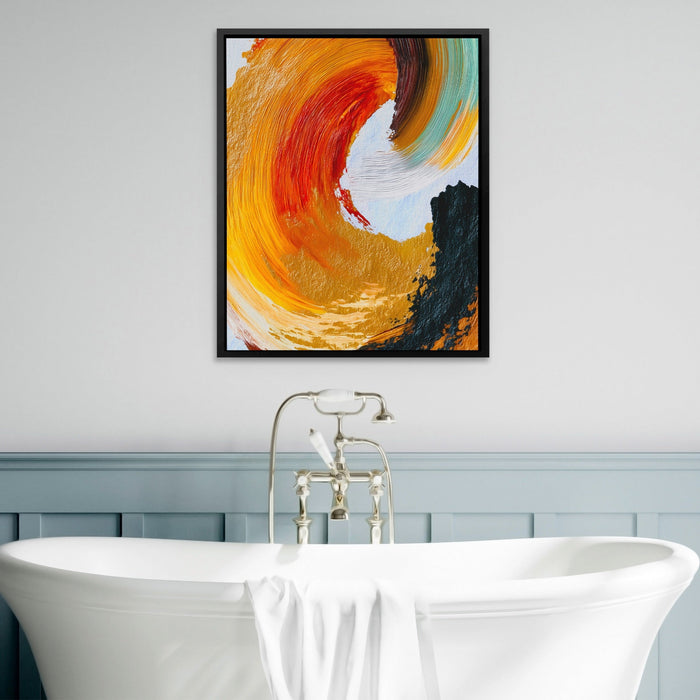 Crimson Spiral Calligraphy canvas wall art, room view