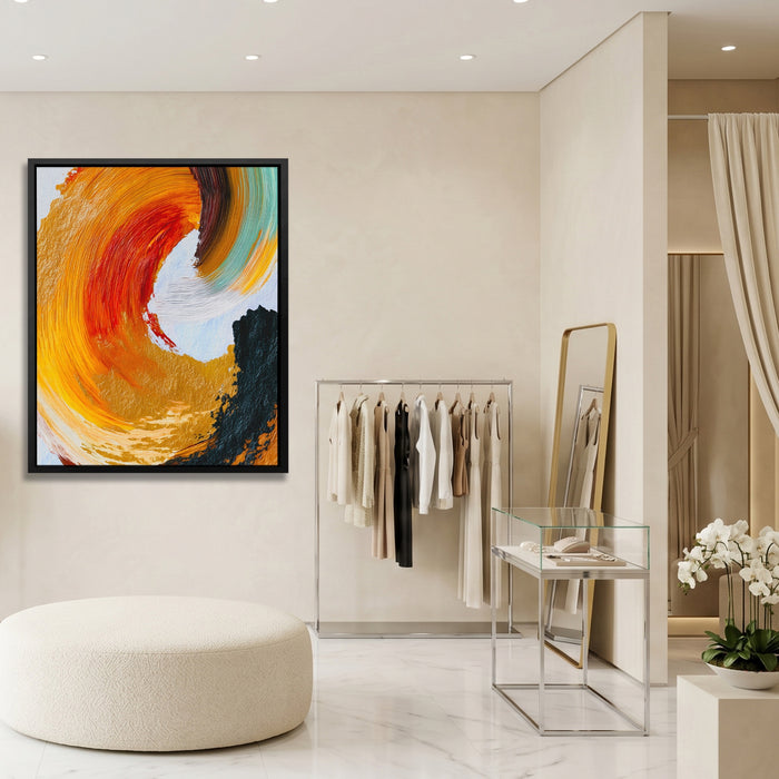Crimson Spiral Calligraphy canvas wall art, room view