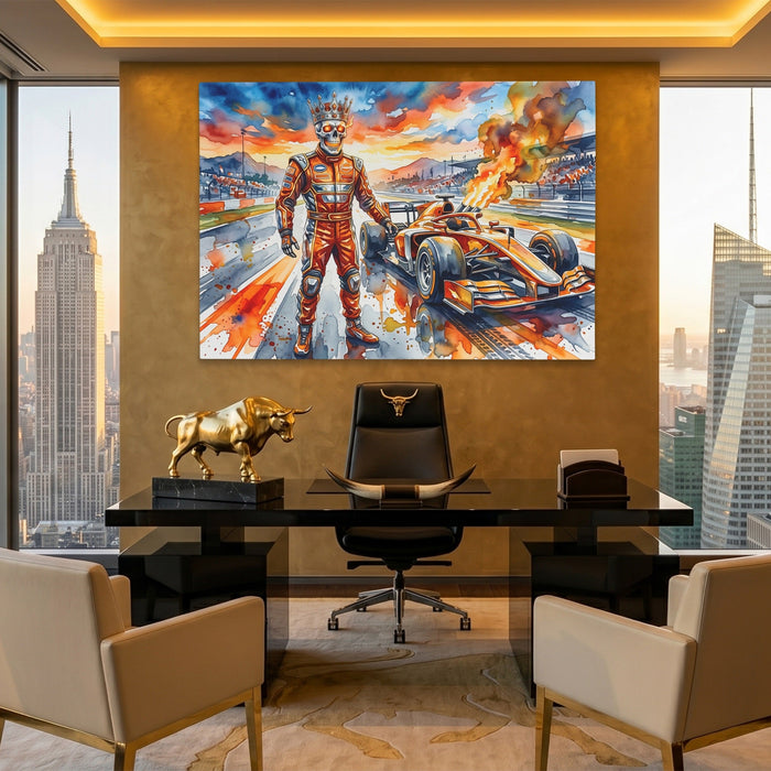 Crowned Racer Blaze canvas wall art, room view
