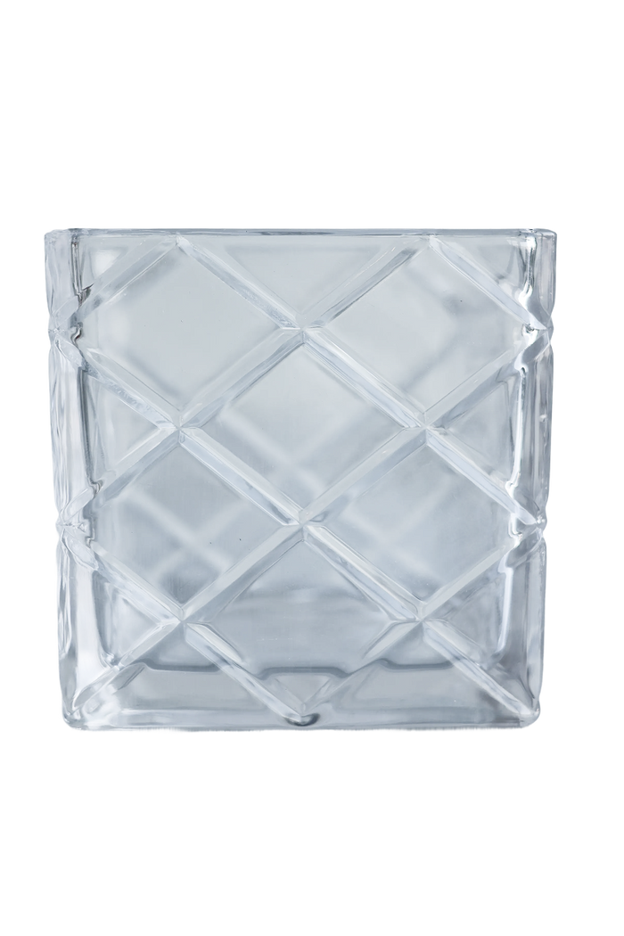 Cube Diamond Cut Vase Clear