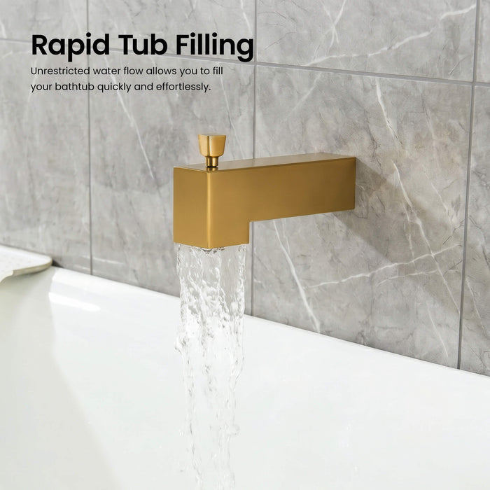 Cube Wall Mounted 1/2" Slip-On Tub Spout with Diverter - TS103