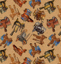 Curtain Valance - Big Sky Country Saddles Caramel Cotton