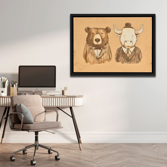 Dapper Traders - Beige Bull Canvas Print