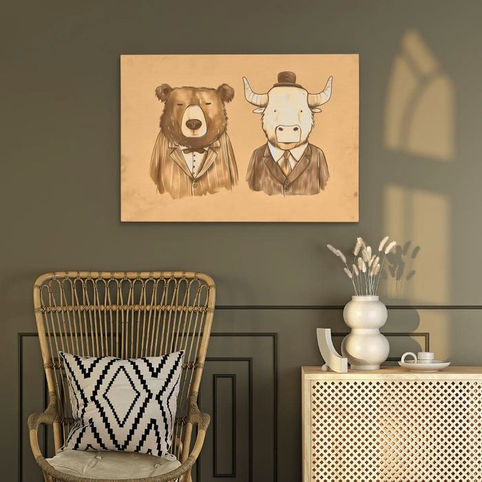 Dapper Traders - Bull Wall Art in Black Frame