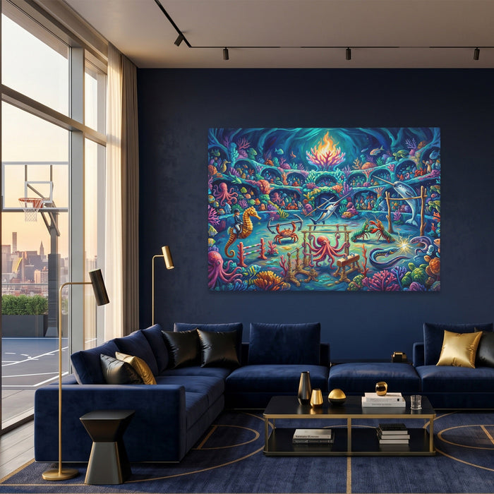 Deep Sea Olympics canvas wall art, room view