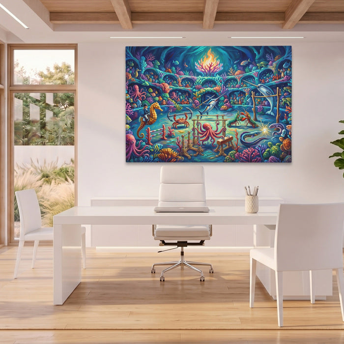 Deep Sea Olympics canvas wall art, room view