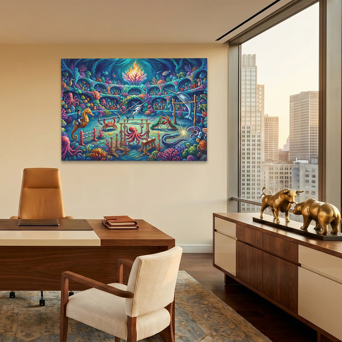 Deep Sea Olympics canvas wall art, room view