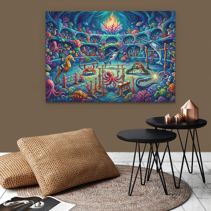 Deep Sea Olympics canvas wall art, room view