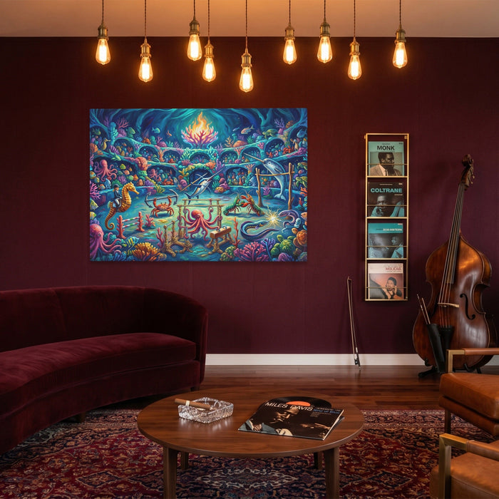 Deep Sea Olympics canvas wall art, room view