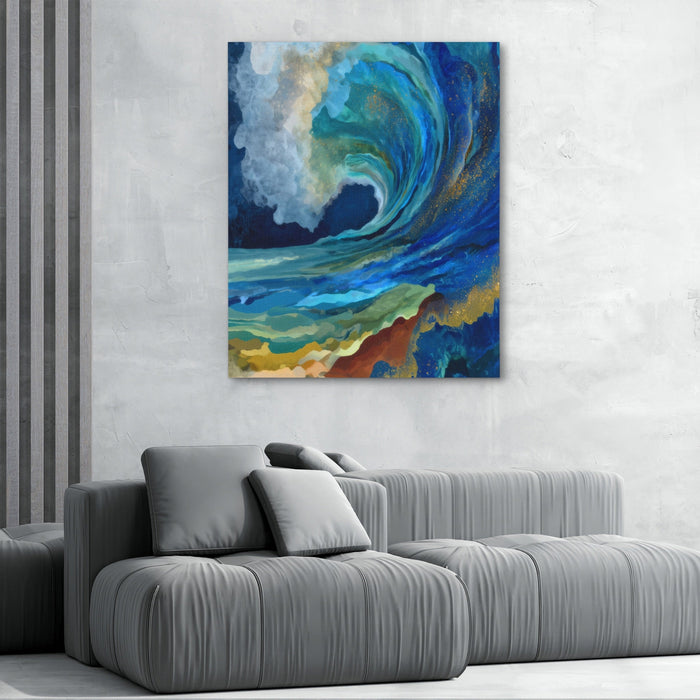 Deep Wave Breaking canvas wall art, room view