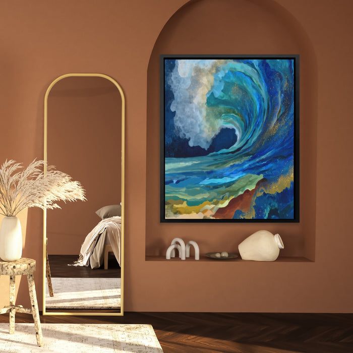 Deep Wave Breaking canvas wall art, room view