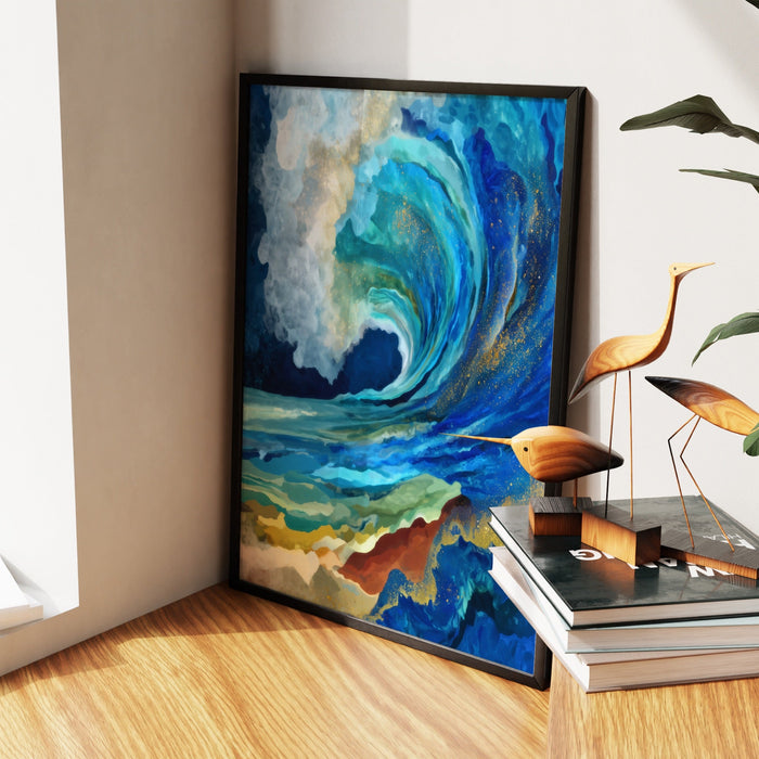 Deep Wave Breaking canvas wall art, room view