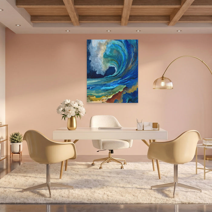 Deep Wave Breaking canvas wall art, room view