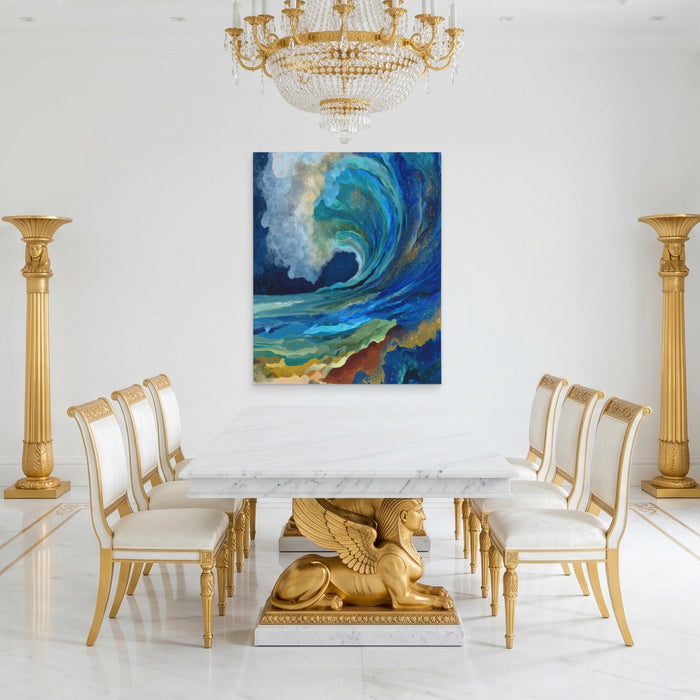 Deep Wave Breaking canvas wall art, room view