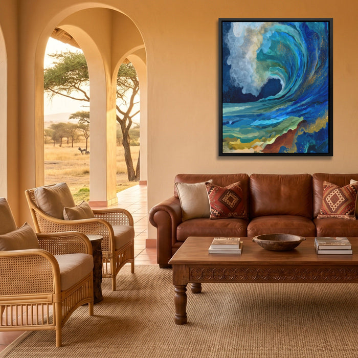 Deep Wave Breaking canvas wall art, room view