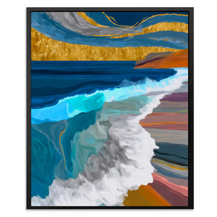 Deep Wave Sumi-e canvas wall art, room view