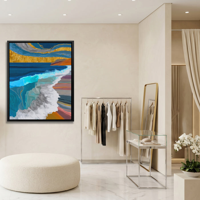 Deep Wave Sumi-e canvas wall art, room view