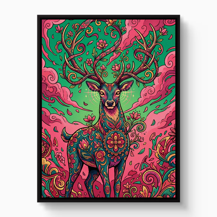 Deer Bloom — deer bloom white studio framed black