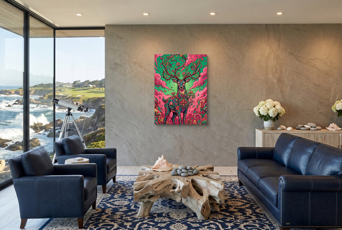 Deer Bloom — deer bloom living room with ocean view 1port flush print