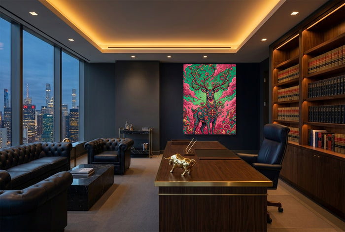 Deer Bloom — deer bloom office with city view 4 1port flush print