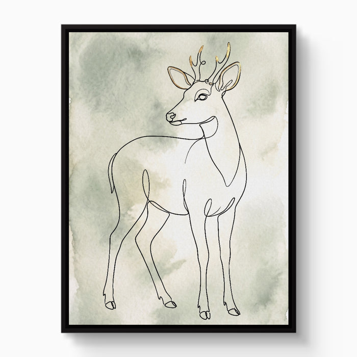 Deer Golden Line — deer golden line white studio framed black