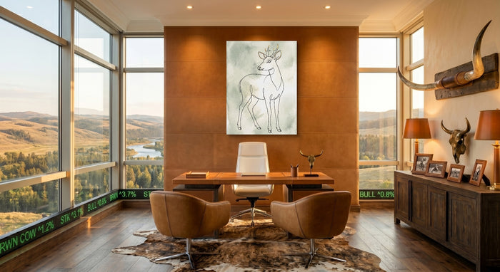 Deer Golden Line — deer golden line office with desk and chairs 1port flush print