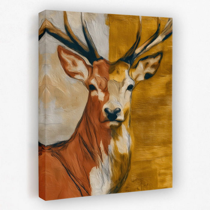 Deer Golden Profile canvas wall art