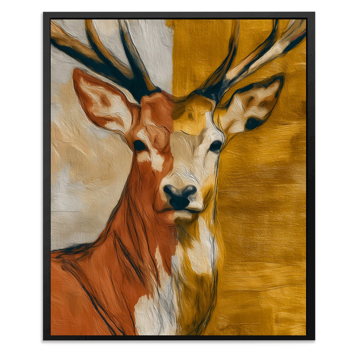 Deer Golden Profile canvas wall art, room view