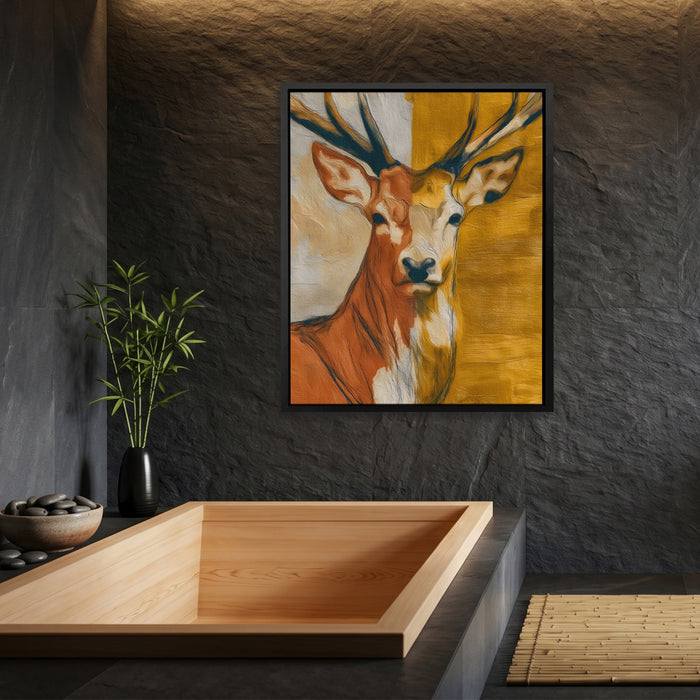 Deer Golden Profile canvas wall art, room view