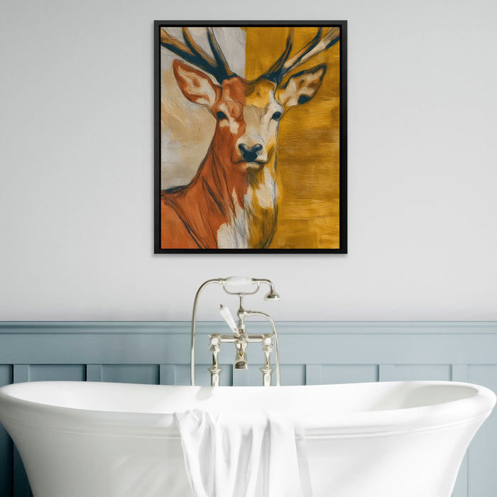 Deer Golden Profile canvas wall art, room view