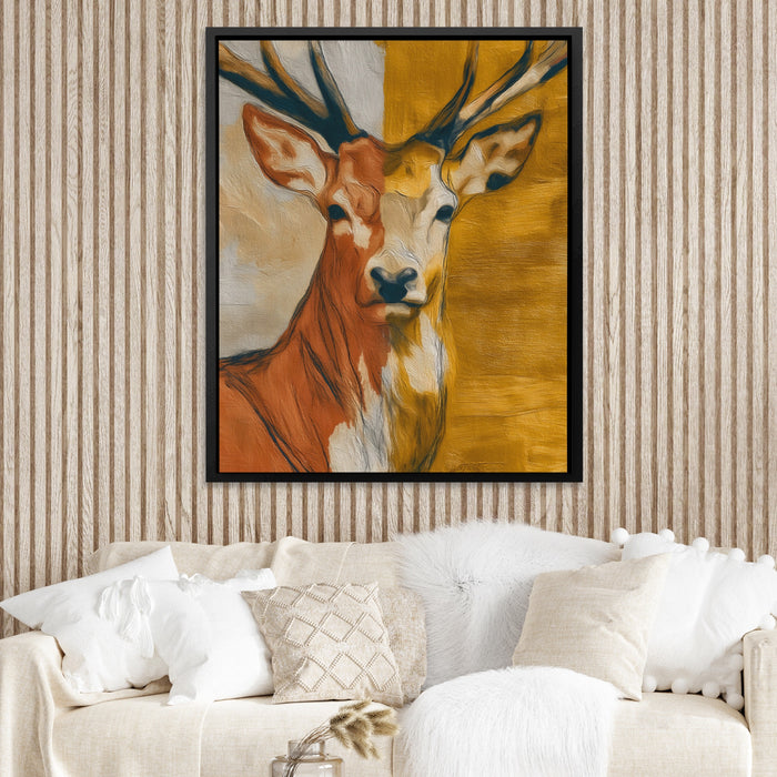 Deer Golden Profile canvas wall art, room view