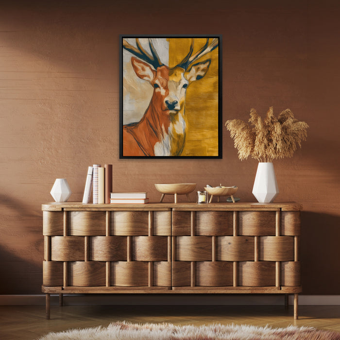 Deer Golden Profile canvas wall art, room view