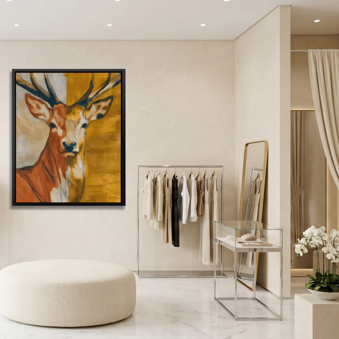 Deer Golden Profile canvas wall art, room view