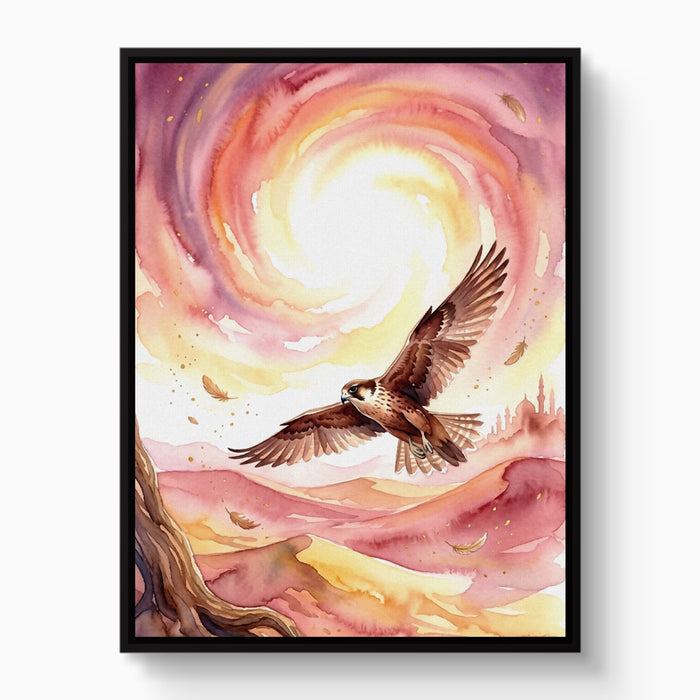 Desert Falcon Ascends — desert falcon ascends white studio framed black