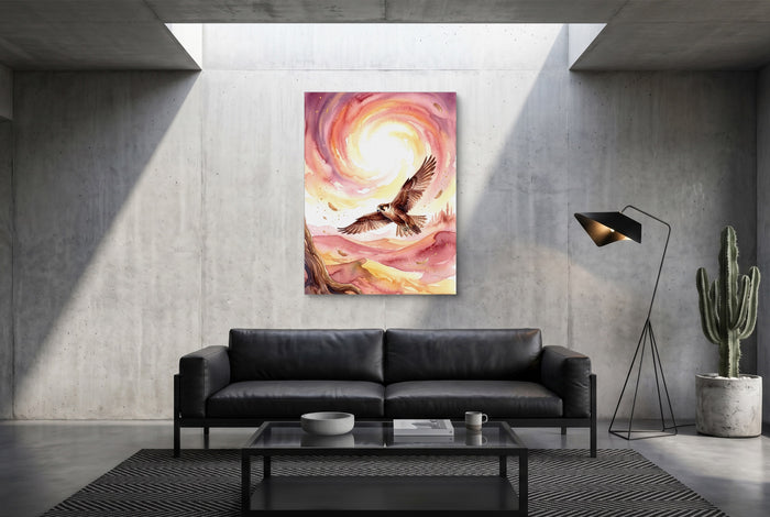 Desert Falcon Ascends — desert falcon ascends modern minimalist living room 1port flush print