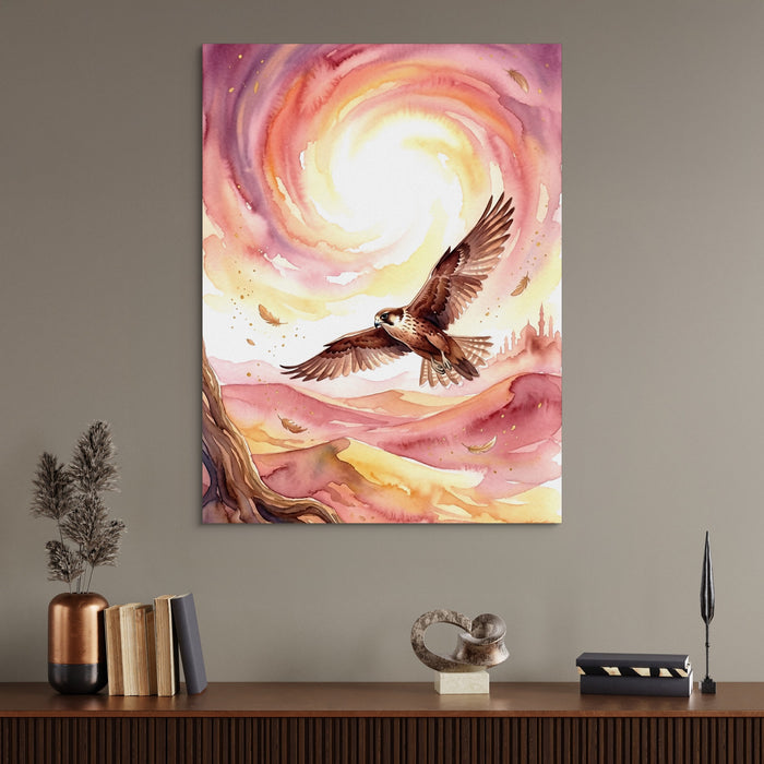Desert Falcon Ascends — desert falcon ascends sq office desk wall 1port flush print